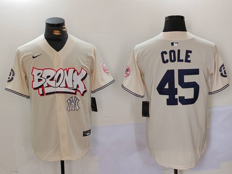 Men New York Yankees #45 Cole Cream joint name 2024 Nike MLB Jersey style 4->new york yankees->MLB Jersey